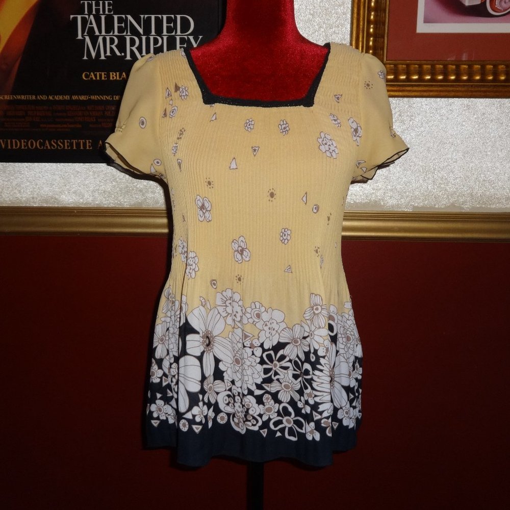 Shirred Yellow NICOLA Top, Light and Pretty, Small